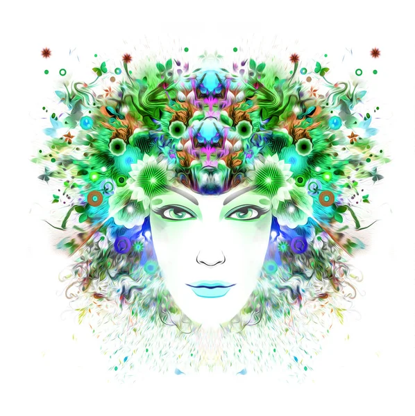 Abstract Background Woman Face Flowers — Stock Photo, Image