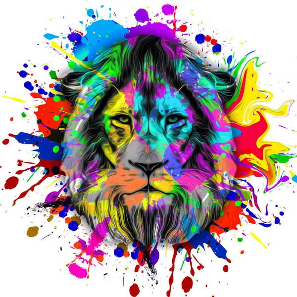 Grunge Background Graffiti Painted Lion — Stock Photo, Image