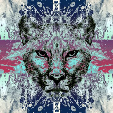 Arkaplanda yaratıcı soyut elemente sahip leopar başı