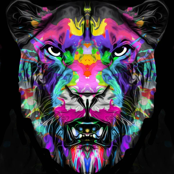 Tigris Fej Kreatív Absztrakt Elem Sötét Háttér — Stock Fotó