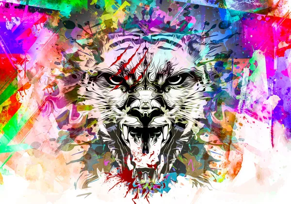 Tiger Head Colorful Creative Abstract Element White Background — Stock Photo, Image