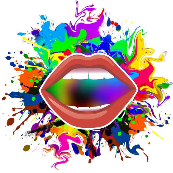 Ilustracja Kolorowych Ust Tle — Zdjęcie stockowe