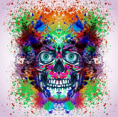 Arka planda kafatası olan soyut arkaplan