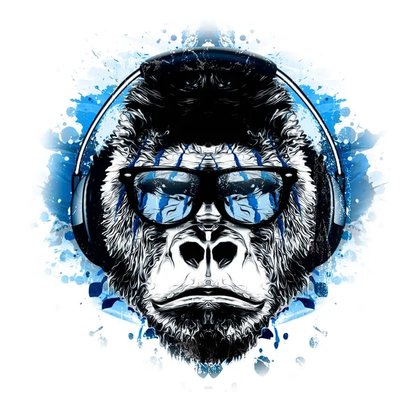 Bunte Künstlerische Affe Brille Mit Bunten Farbspritzern Auf Gelbem Hintergrund — Stockfoto