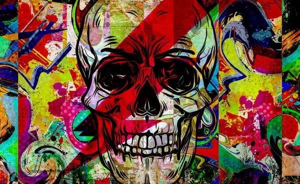 Skull Graffiti Wall Background — Stock Photo, Image