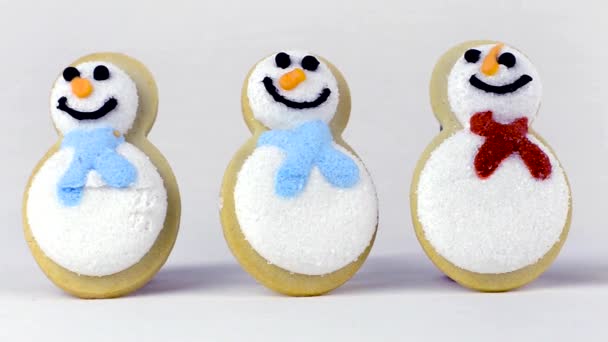 Christmas Cookies "Snowmen" — Stock Video