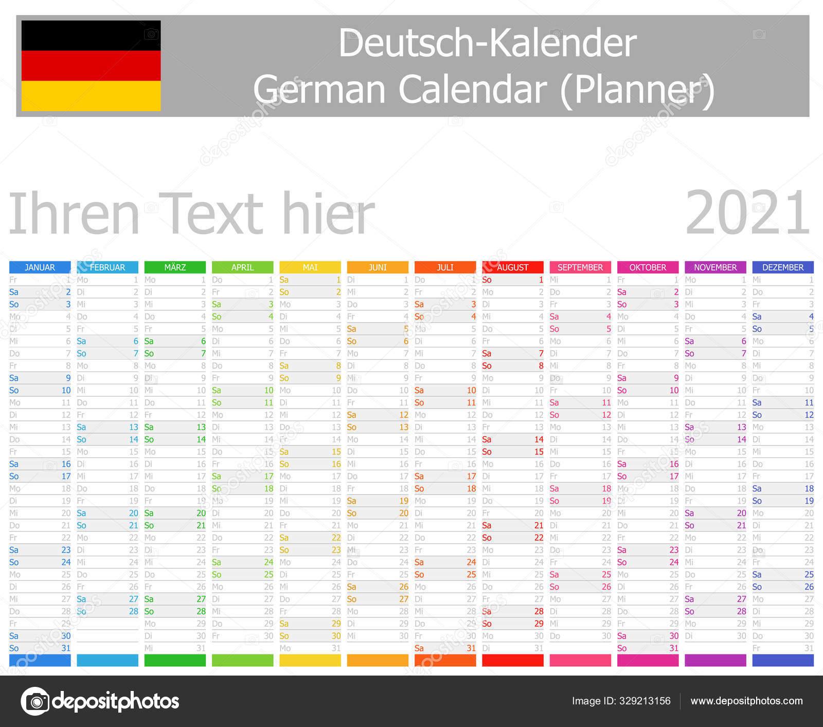 2021 German Planner Calendar Vertical Months White Background Stock Vector C Bartkowski 329213156 kurz lang kalender 2021 buak