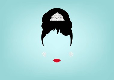 Audrey Hepburn minimalist öğe, dikey, mücevherler, izole vektör 