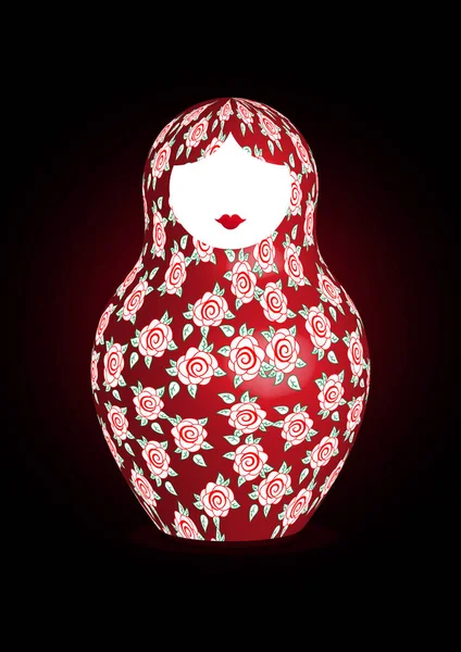 Muñeca rusa nesting matrioshka decoración floral, símbolo icono 3D de Rusia, vector aislado o fondo negro — Vector de stock