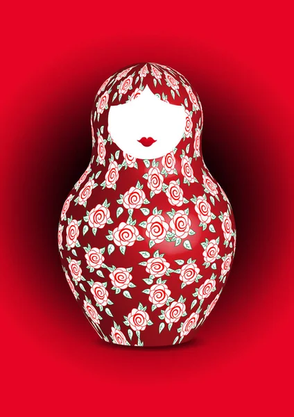 Ruské vnoření panenka matrioshka květinové dekorace, 3d ikonu symbolu Ruska, vektorové izolované nebo červené pozadí — Stockový vektor