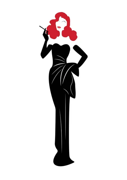 Rita Hayworth vector portrait , diva singer silhouette — Stock Vector