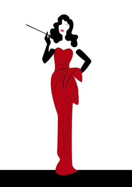 Logo de la tienda de moda mujer, silueta diva. Diseño del logotipo de la empresa, Hermosa chica de la cubierta retro, aislado — Vector de stock