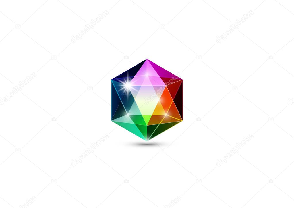Colorful gemstone, logo jewels and  crystals, vector isolated