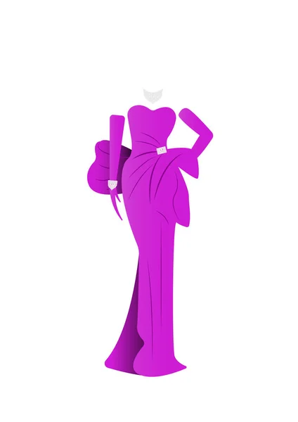 Ροζ φόρεμα κομψό σχεδιασμό σιλουέτα, διάνυσμα απομονωμένες — Διανυσματικό Αρχείο