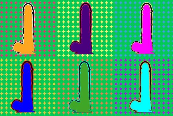 Colorido sexy juguetes icono vector, pop estilo de arte — Vector de stock