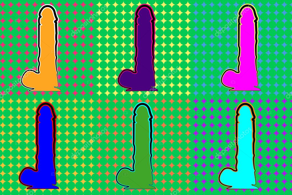Colorful sexy toys icon vector, pop art style
