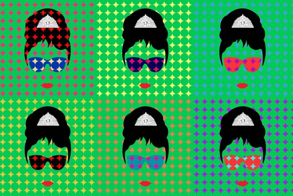 Audrey Hepburn, con gafas, retrato vectorial aislado, Pop Art Style — Archivo Imágenes Vectoriales