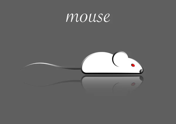 Elegante icona di un mouse bianco icone per il web e la stampa. Simbolo minimalista della casa di un topo roditore o di un ratto, di uno sfondo vettoriale isolato o grigio — Vettoriale Stock