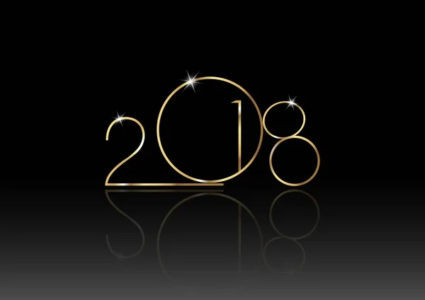2018 Feliz Ano Novo com textura dourada, fundo moderno, vetor isolado ou fundo preto, elementos para calendário e cartão de felicitações — Vetor de Stock