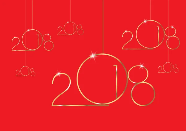 2018 Feliz Ano Novo com textura dourada, fundo moderno, vetor isolado ou fundo vermelho, elementos para calendário e cartão de felicitações — Vetor de Stock