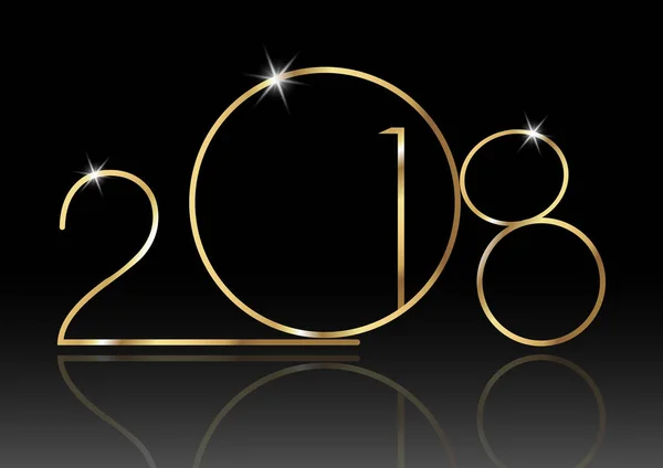 2018 Feliz Ano Novo com textura dourada, fundo moderno, vetor isolado ou fundo preto, elementos para calendário e cartões de felicitações ou convites temáticos de Natal — Vetor de Stock