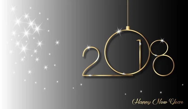 2018 Feliz Ano Novo com textura dourada, fundo moderno, vetor isolado ou brilhante fundo preto, elementos para calendário e cartões de felicitações ou convites temáticos de Natal — Vetor de Stock
