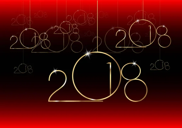 2018 Feliz Ano Novo com textura dourada, fundo moderno, vetor isolado ou brilhante fundo vermelho e preto, elementos para calendário e cartões de felicitações ou convites temáticos de Natal — Vetor de Stock