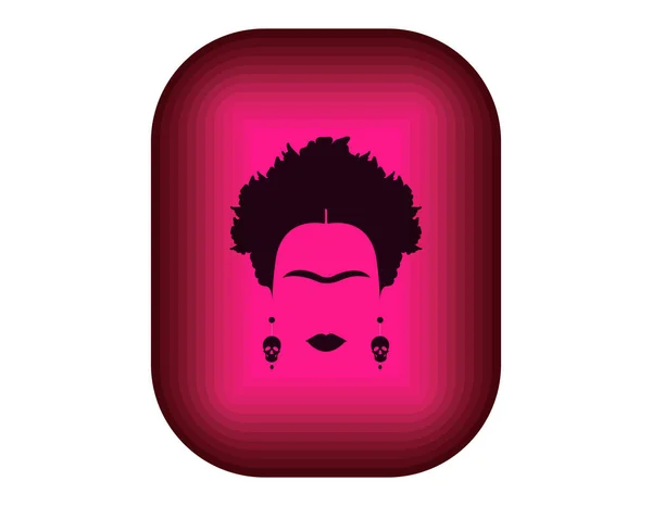 Botón rosa Frida Kahlo vector aislado — Vector de stock