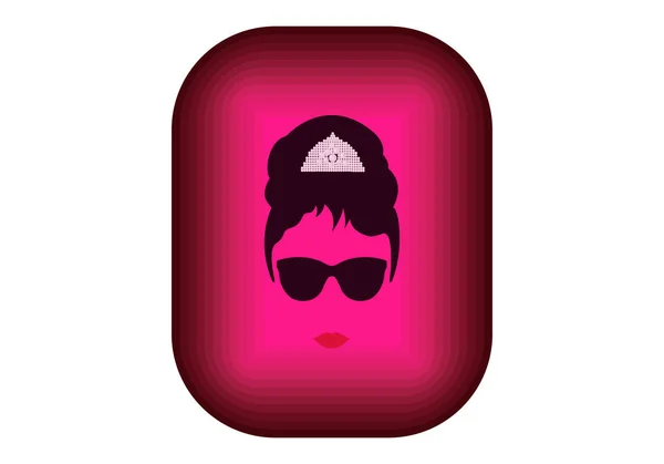 Pink Button Audrey Hepburn vector  portrait isolated — Stock Vector