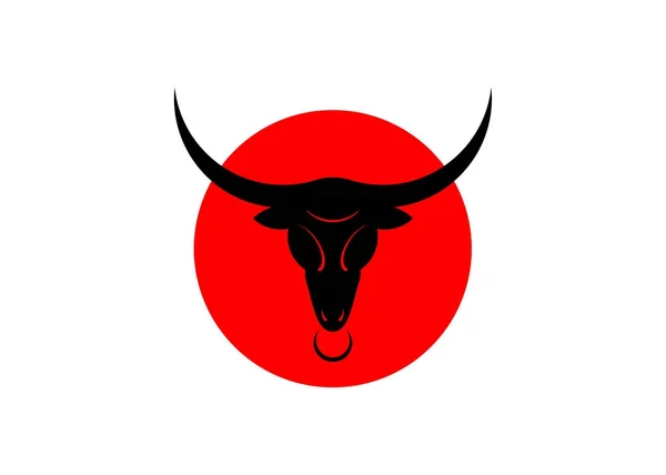 金牛座黑色公牛头标志设计模板, 红色和黑色矢量隔离 — 图库矢量图片