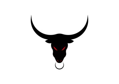 Toros siyah boğa baş logo tasarım şablonu, izole vektör