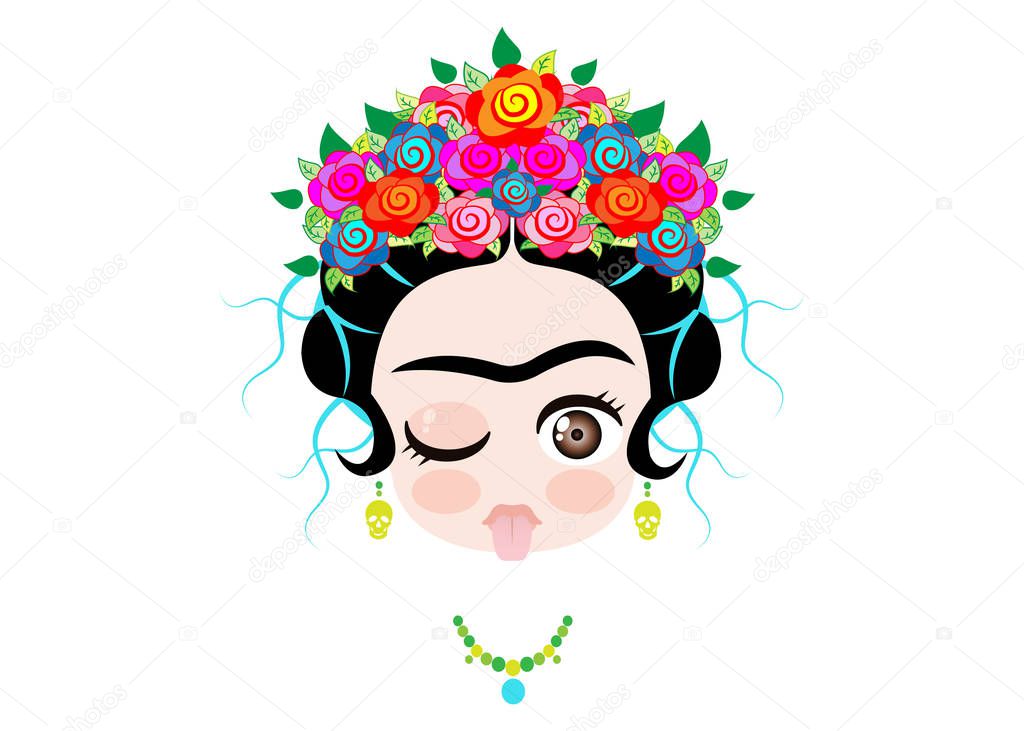 Download Emoji baby Frida Kahlo to the tongue out with crown and of ...
