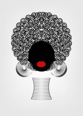 portre Afrikalı kadınlar, saçlı esmer kadın yüzü afro ve izole arka plan üzerinde etnik geleneksel takı