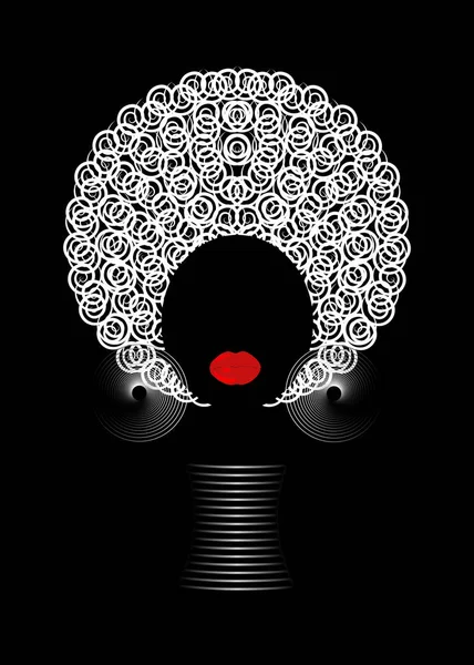 portre Afrikalı kadınlar, saçlı esmer kadın yüzü afro ve izole veya siyah arka plan üzerinde etnik geleneksel takı