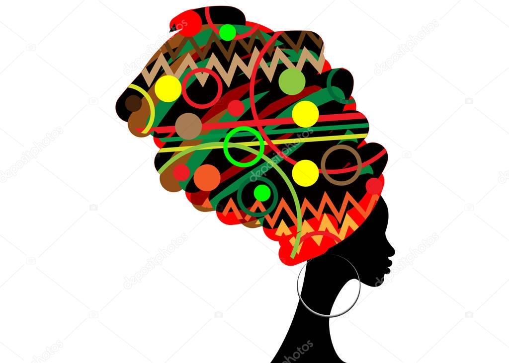 Download Portrait beautiful African woman in traditional turban ...