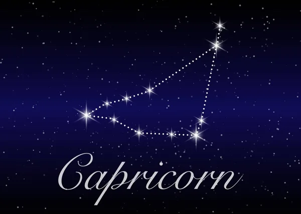 Capricorno costellazioni zodiacali segno sul bel cielo stellato con la galassia e lo spazio dietro. Oroscopo caprino costellazione simbolo su sfondo cosmo profondo. vettore — Vettoriale Stock