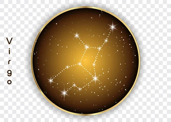 Vergine costellazioni zodiacali segno sul bel cielo stellato con la galassia e lo spazio dietro. Vergine costellazione simbolo oroscopo su sfondo cosmo profondo. Vettore isolato — Vettoriale Stock