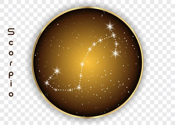 蠍座干支星座は美しい星空銀河と後ろのスペースにサインオンします 蠍座星座シンボル コンスタレーション深い宇宙の背景に 分離されたベクトル — ストックベクタ