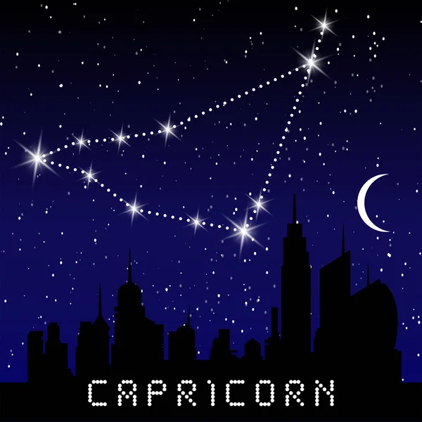 Capricorno costellazioni zodiacali segno sul bel cielo stellato con la galassia e lo spazio dietro. Oroscopo caprino costellazione simbolo su sfondo cosmo profondo. vettore — Vettoriale Stock