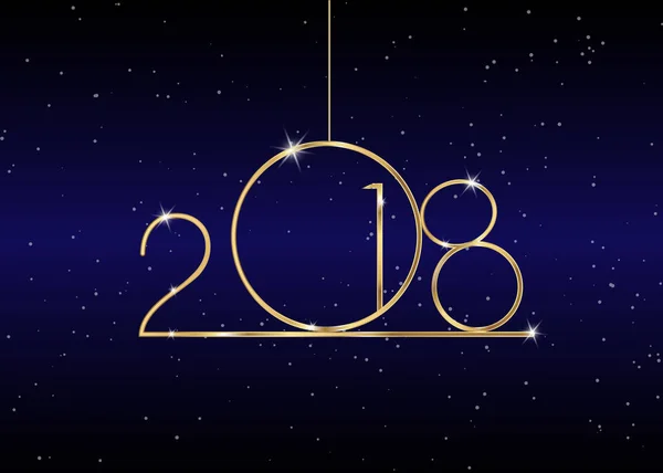 2018 Feliz Ano Novo com textura dourada, estilo moderno, vetor isolado ou fundo galáxia azul, elementos para calendário e cartões de felicitações ou convites temáticos de celebração — Vetor de Stock