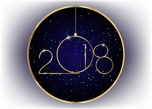 2018 Feliz Ano Novo com textura dourada, estilo moderno, vetor isolado, fundo galáxia azul, elementos para calendário e cartões de felicitações ou convites temáticos de celebração — Vetor de Stock