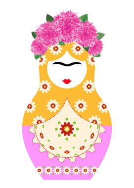 Frida Kahlo Matrioska stil, izole vektör 
