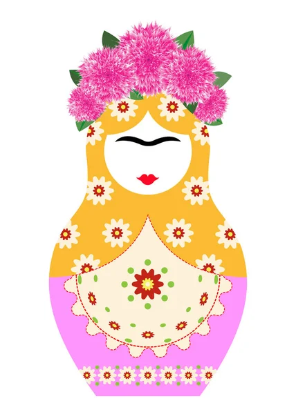 Frida Kahlo Matrioska Style, vector aislado — Vector de stock