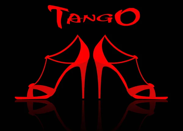 Sapatos de tango, par de belos saltos altos vermelhos. Sapatos de couro da moda feminina, vetor isolado no fundo preto. Mulher acessórios de luxo à venda . — Vetor de Stock