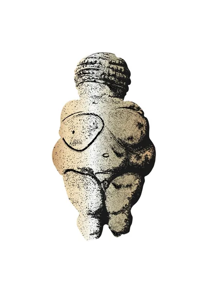 Μεγάλη μητέρα αρχέτυπο, μητέρας θεάς, απομονωμένες εικονογράφηση απομονωμένη. Η Αφροδίτη του Willendorf. Πέτρα Παλαιολιθική θεά — Διανυσματικό Αρχείο