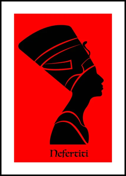 Icona di silhouette egiziana. Regina Nefertiti. Ritratto vettoriale Profilo isolato su sfondo rosso . — Vettoriale Stock