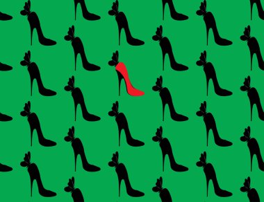 Ayakkabı kadınlar seamless modeli. Yüksek topuklu Kadınlar Ayakkabı arka kelebek ile. kadın pompa ayakkabı. Giyim kumaş için vektör çizim. Trendy Moda poster, lüks mağaza için hediye kartı