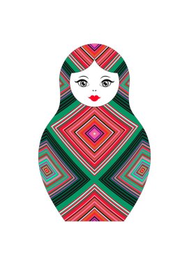 Matryoshka simgesi Rus Matruşka oyuncağı ile geometrik renkli Meksika süs, izole vektör