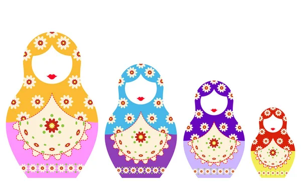 Icône de l'ensemble Matryoshka Poupée de nidification russe avec ornement, illustration vectorielle, fond isolé ou blanc — Image vectorielle