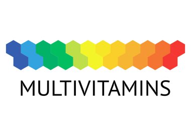 Multivitamin etiket ilham, simge kavramı vitaminler, izole vektör